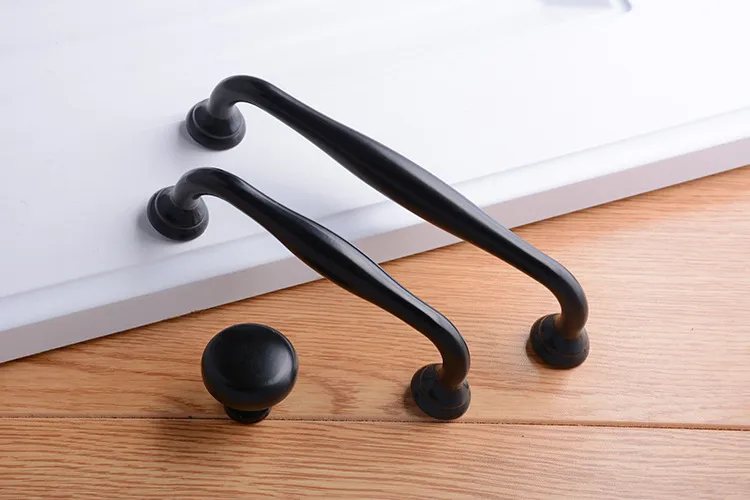 Aluminum Alloy Black Cabinet Handles American Style Solid Kitchen Cupboard Pulls Drawer Knobs Furniture Handle Hardware