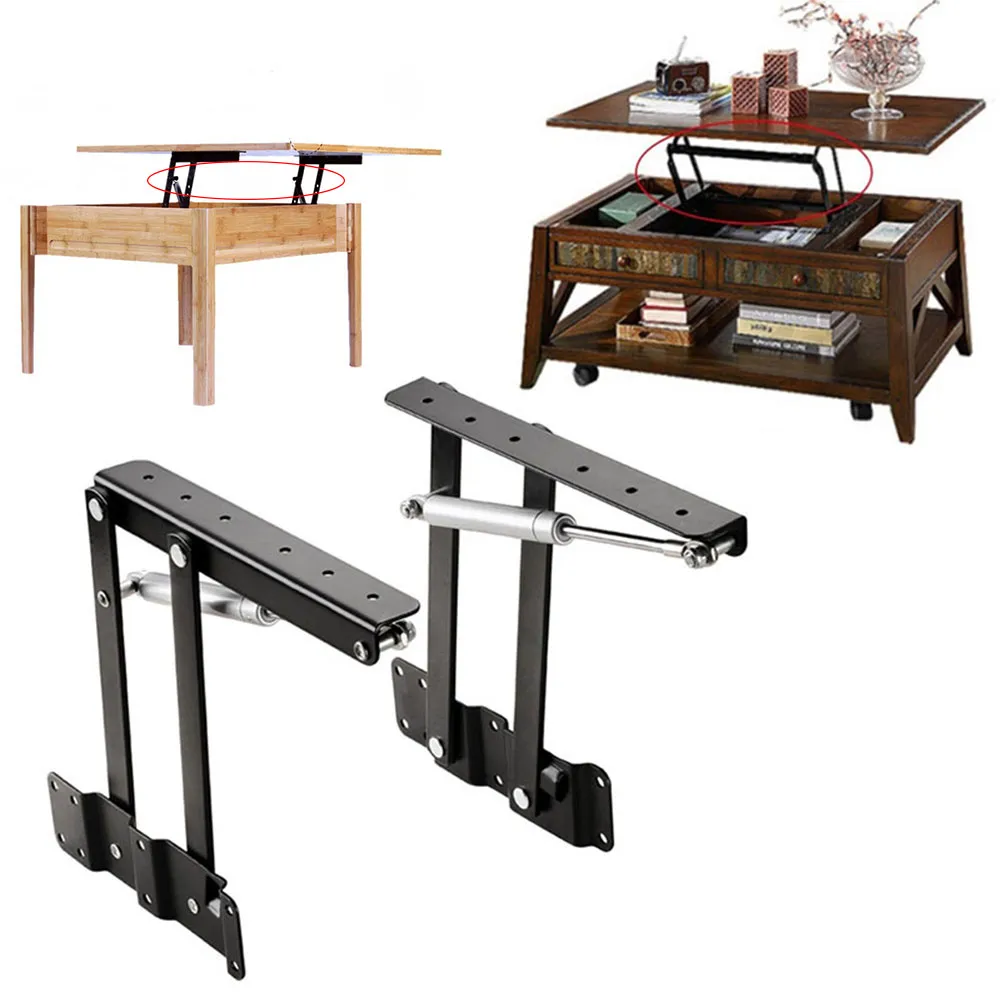 2Pcs DIY Lift UP Spring Hinge Hinges Lift Up Coffee Table Top Foldable Mechanism Hardware Furniture Lift Folding Cabinet Hinge