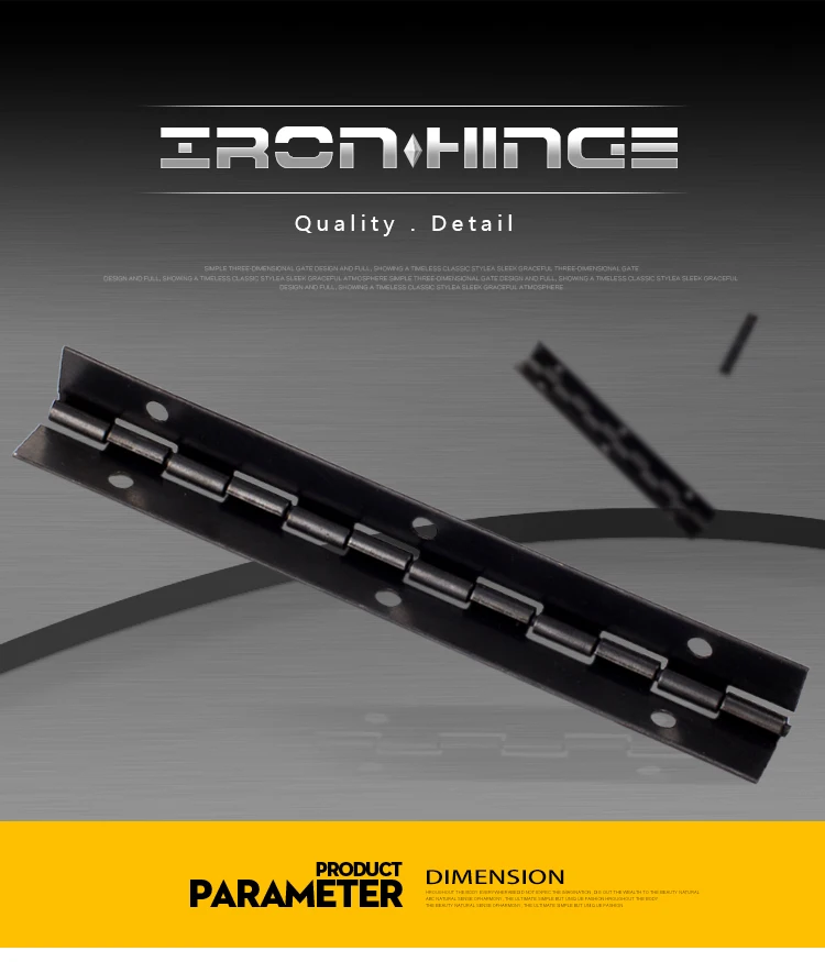 270 degree open long line L380mm L153mm 1mm thick  Iron black piano furniture hinge with free screws