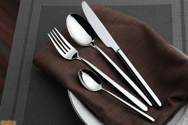 Cozy Zone Dinnerware Set 24 Pieces Cutlery Set Stainless Steel Western Tableware Classic Dinner Set Knife Fork Restaurant Dining