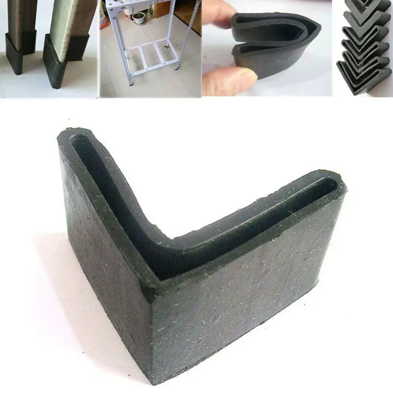 1Pc Angle Iron Foot Pads L Shaped Plastic Furniture Leg Caps End Covers Non-Slip Floor Protector Black for Steel Frame Bed Frame