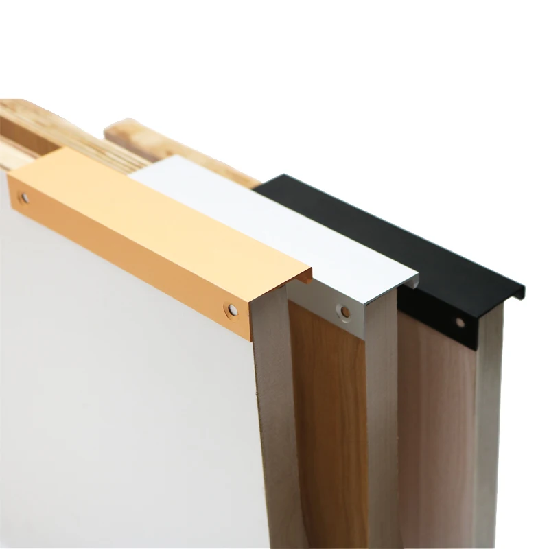 Black Silver Orange Gold Hidden Cabinet Handles Stainless steel  Kitchen Cupboard Pulls Drawer Knobs  Furniture Handle