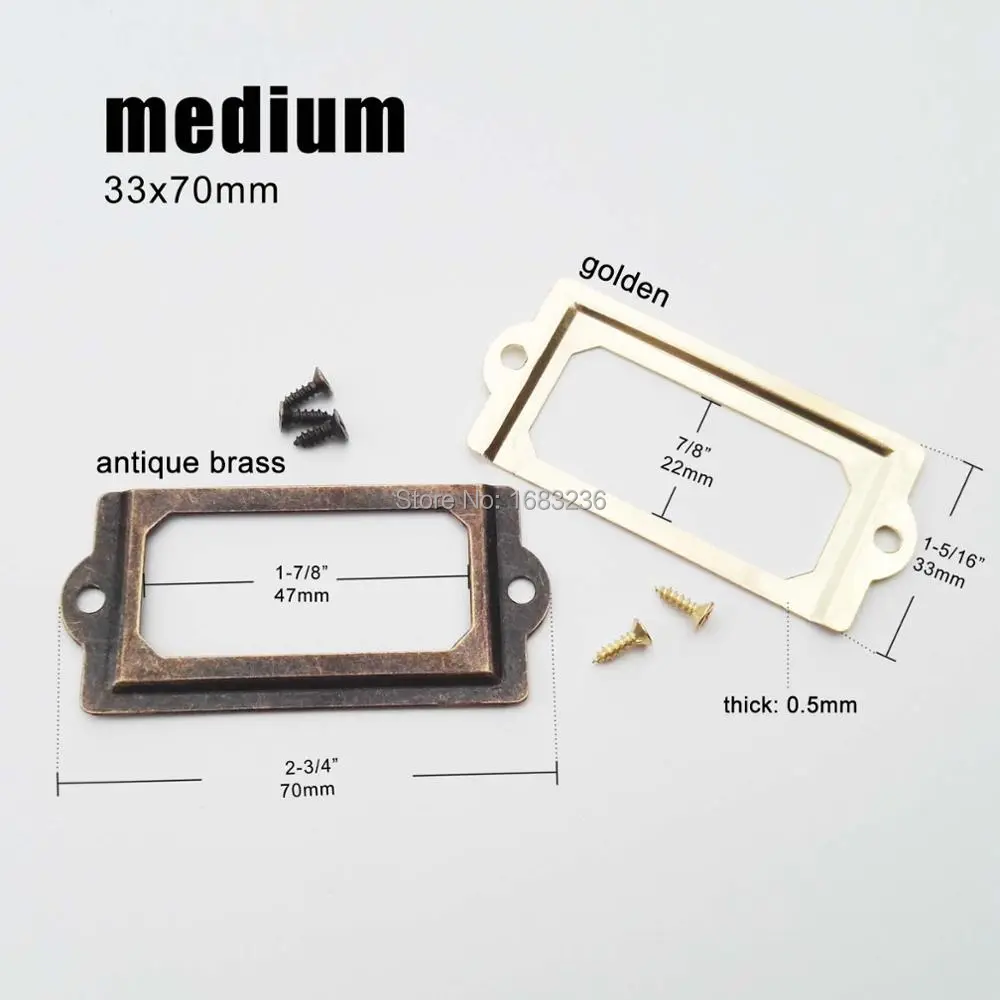 2/6Pcs Mini Large Metal Label Holder Pull Frame Handle File Name Card Holder For Furniture Cabinet Drawer Box 4 size 2 color