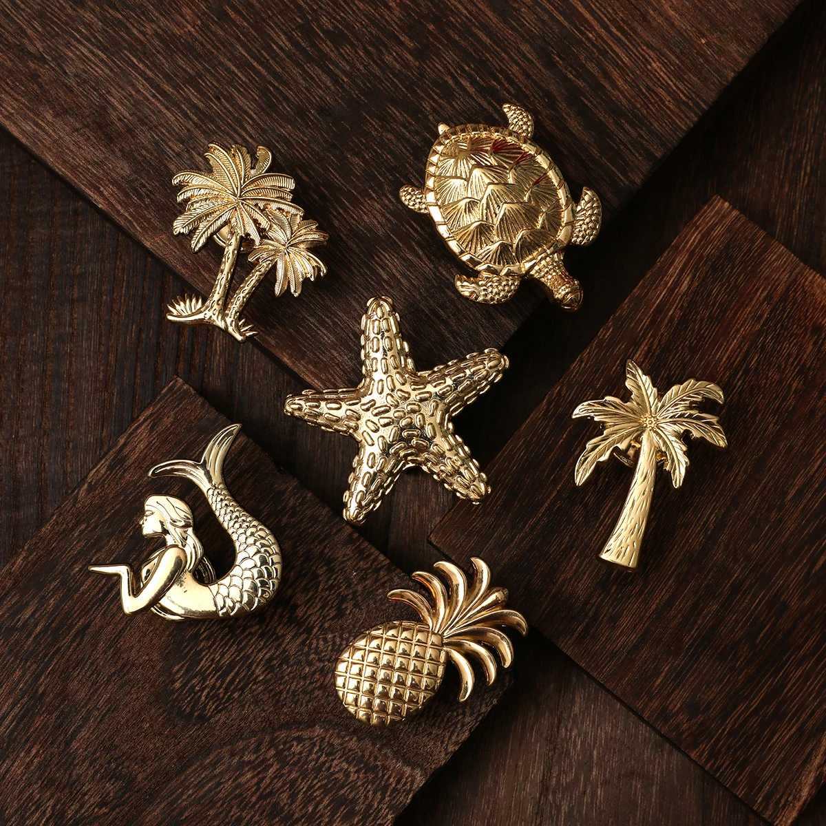 Plant Animal Shape Furniture Handles Color Drawer Knobs Retro Dresser Knobs Gold Handles for Cabinets and Drawers