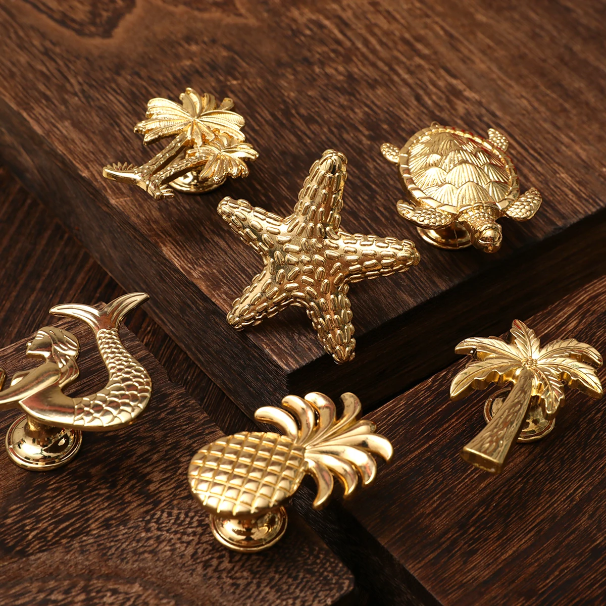 Plant Animal Shape Furniture Handles Color Drawer Knobs Retro Dresser Knobs Gold Handles for Cabinets and Drawers