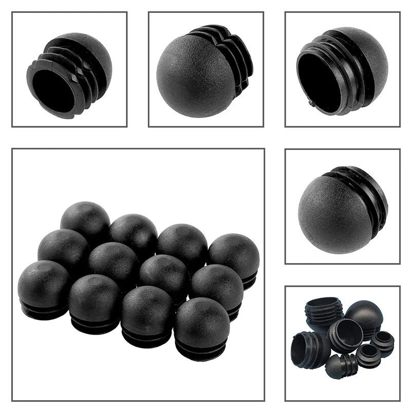 12 Pcs Round Furniture Feet End Blanking Insert Pads Table Chair Leg Tube Tip Caps Plugs Plastic Home Floor Protector