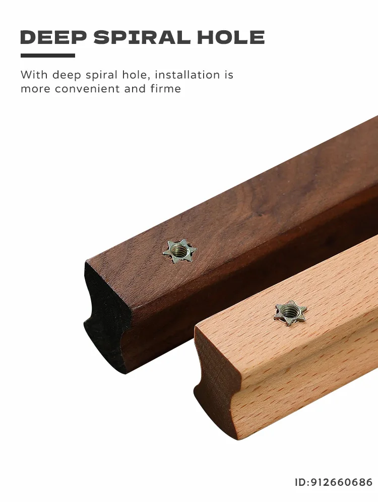 Wooden Furniture Handles Walnut Kitchen Cabinet Handles Drawer Knobs Handles for Cabinets and Drawers Long Wardrobe Pulls