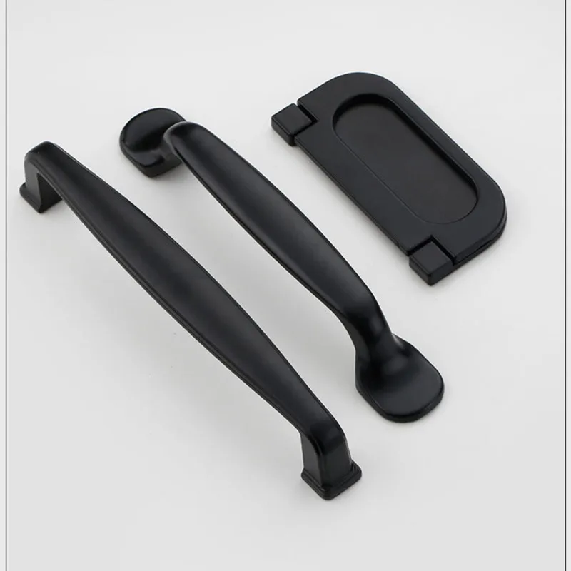 American Style Black Cabinet Handles Solid Aluminum Alloy Kitchen Cupboard Pull Drawer Knobs Furniture Handle Hardware