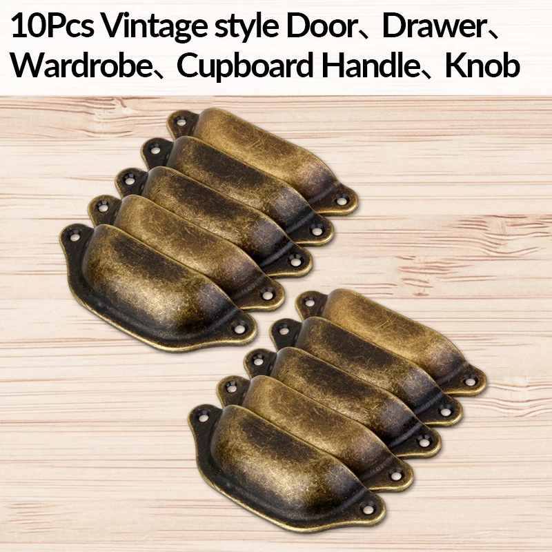 10x Retro Antique shell shape drawer Handle Brass cabinet Knob wardrobe dressing table furniture handle hole distance