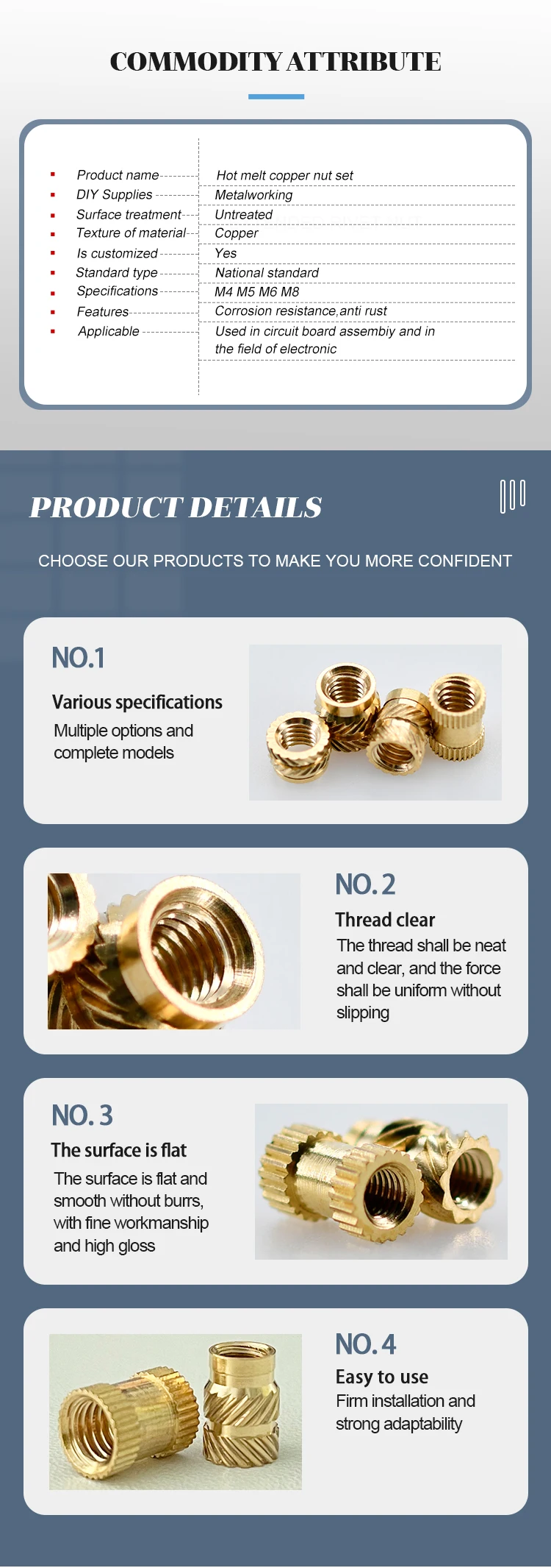 20/30PCS 1/4 Brass Heat Threaded Insert Nut Inch Size Knurled Hot Melt Molding Injection Embedded Insertion Nut of 3D Printer