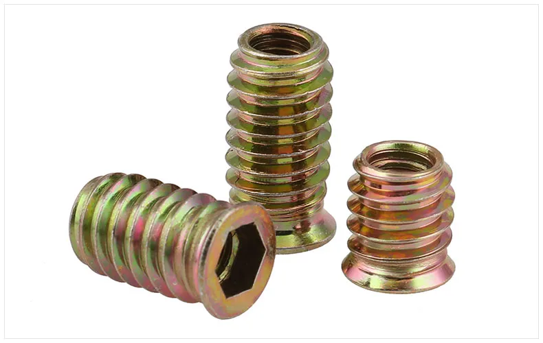 Carbon Steel Countersunk Hex Socket Drive Threaded Insert Nuts Fastener Connector for Wood Furniture M6 M8 M10