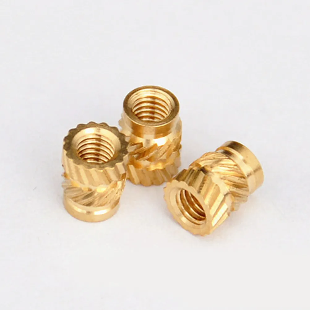 50/100 M3 M3*5.7-OD4.6 Brass Hot Melt Insert Knurled Nut Thread Heat Molding Double Twill Injection Embedment Nut For 3D Printer