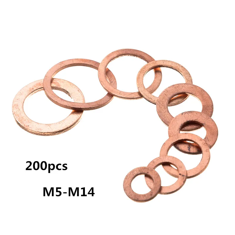 300/280/200/100Pcs Washer Copper Sealing Solid Gasket Washer Sump Plug Oil For Boat Crush Flat Seal Ring Tool