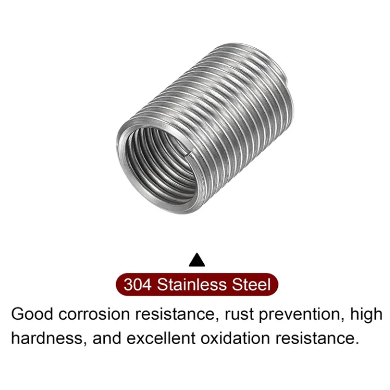 M2- M18 304 Stainless Steel 1D-3D Fastening Thread Insert Kit Hardware Repair Tool Spirals Wire Sleeve Screw Wear
