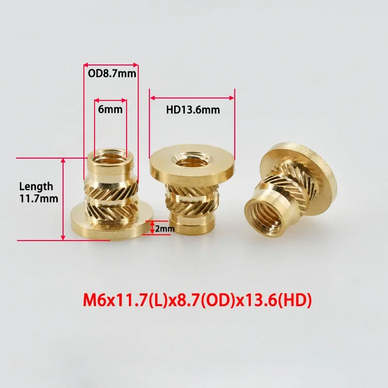M2 M2.5 M3 M4 M5 M6 M8 Flange Insert Nut Brass Metric Threaded Nutsert Hot Melt Heating Embedded Injection 3D Printer Insertnut