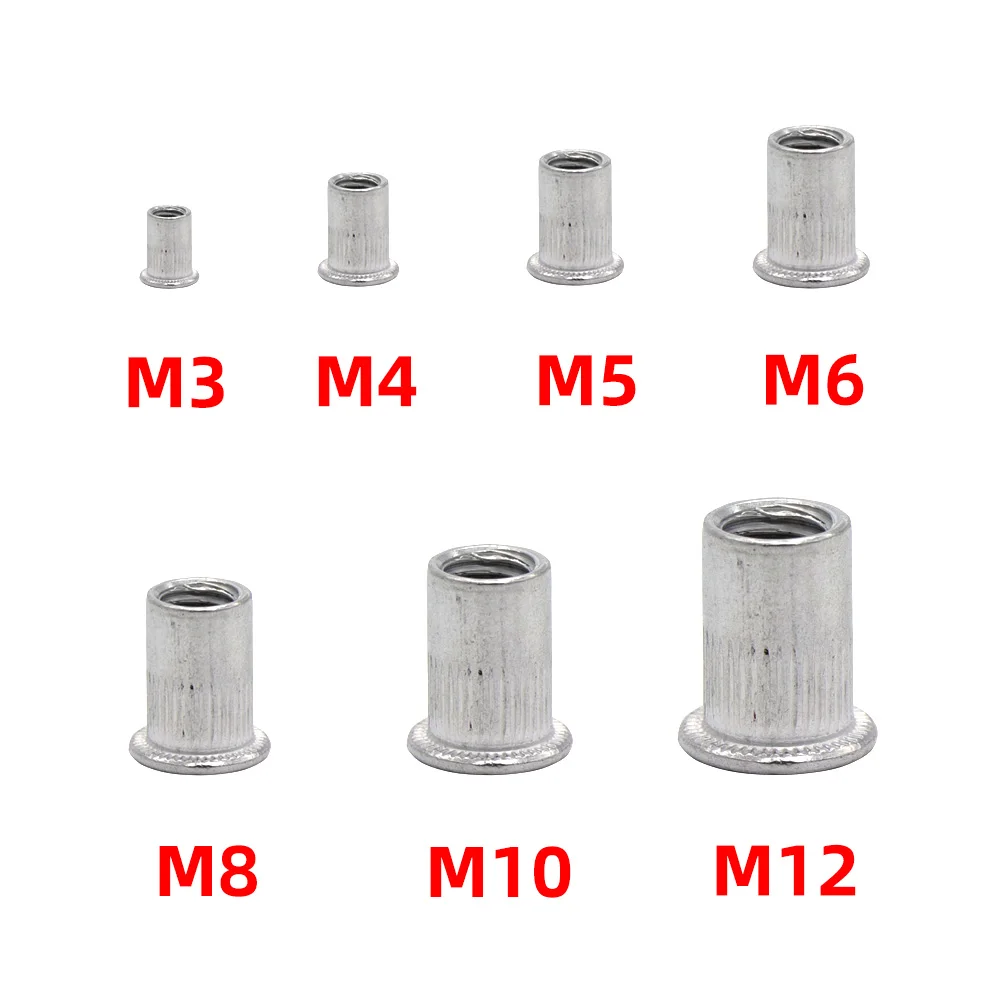 20Pcs M3 M4 M5 M6 M8 M10 M12 Aluminum Alloy Rivnut Flat Head Threaded Insert Nutsert Cap Rivet Nut