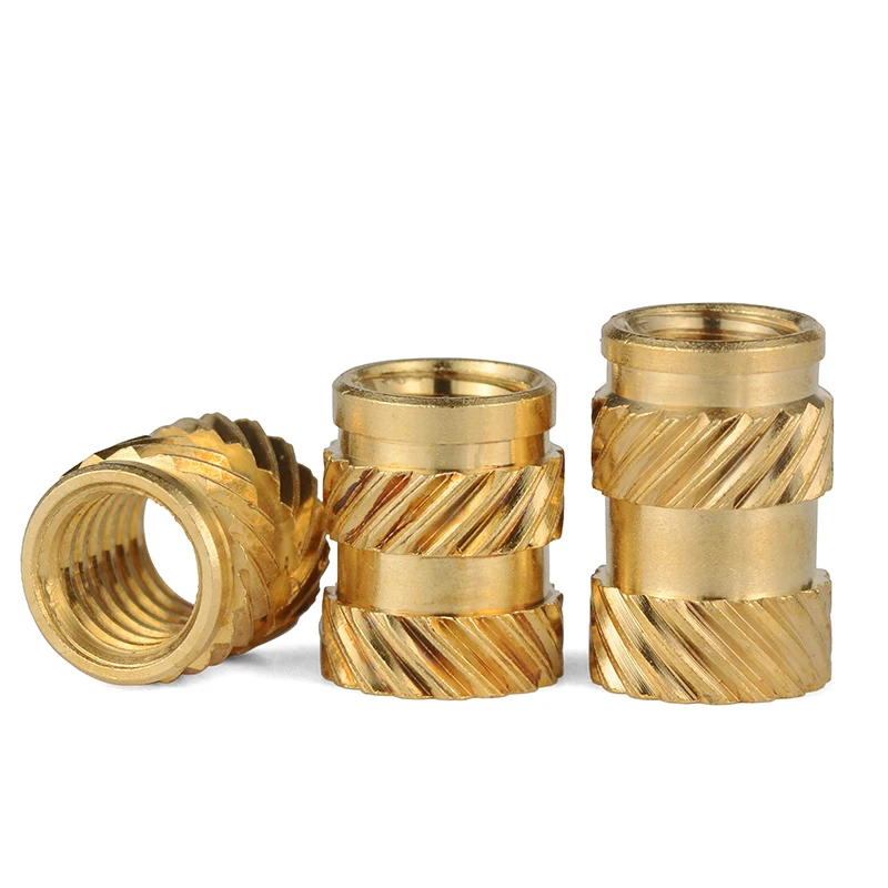 100pcs M6 M8 Threaded Insert Copper Nut Hot Melt Knurled Heat Insertsion Brass Nut Embedment Pressed Fit into Holes for Plastic