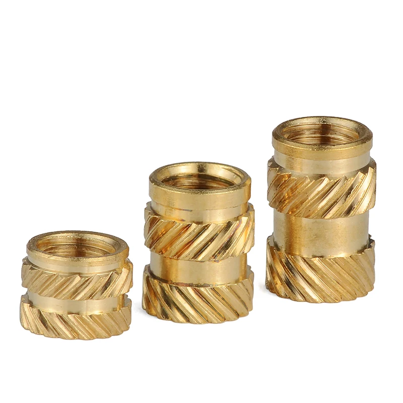100pcs M6 M8 Threaded Insert Copper Nut Hot Melt Knurled Heat Insertsion Brass Nut Embedment Pressed Fit into Holes for Plastic