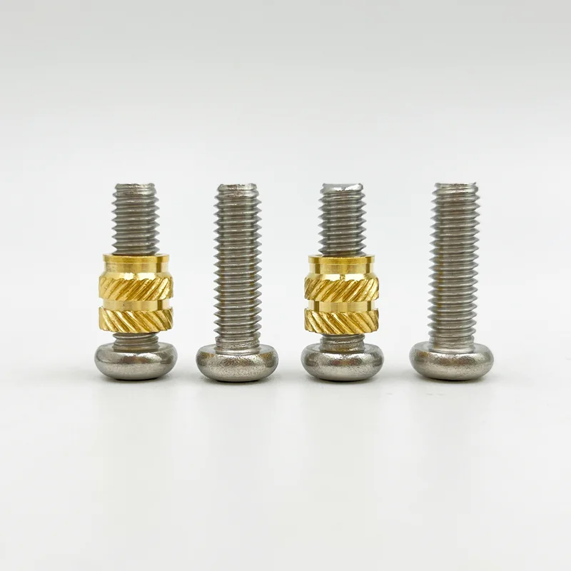 Brass Insert Nut M1.4 M1.6 M2 M2.5 M3 M4 M5 Brass Hot Melt Insert Knurled Nut and Stainless Steel Screw Set Injection Embedment