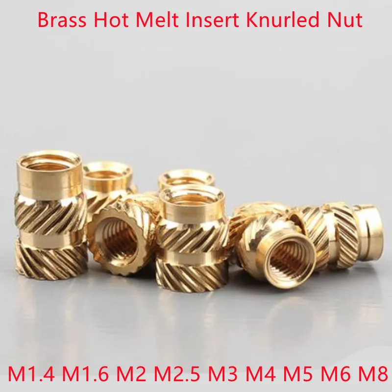 10-100pcs M1.4 M1.6 M2 M2.5 M3 M4 M5 M6 M8 Brass Hot Melt Insert Knurled Nut Thread Heat Molding Double Twill Injection Nut A1