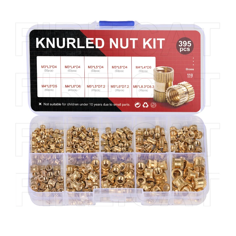 M2 M2.5 M3 M4 M5 M6 Copper Insert Nuts Female Thread Brass Knurled Embedment Nuts Assortment Kit Set for 3D Printing Injection