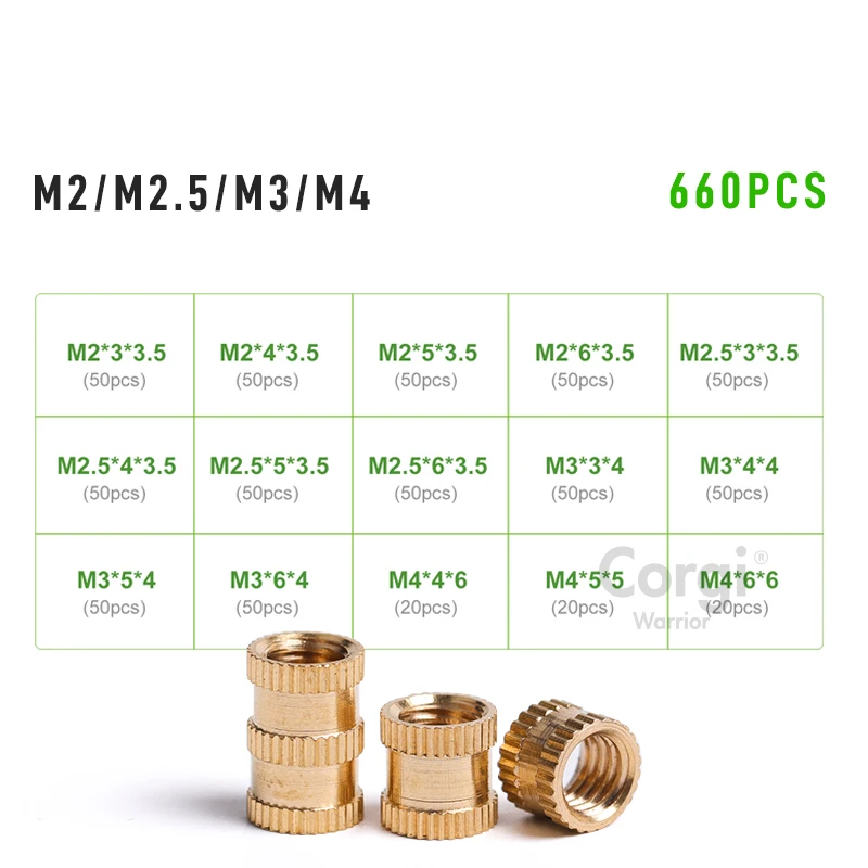 Up To 1150 Brass Threaded Insert Nuts Assortment Set M2 M2.5 M3 M4 M5 M6 Heat Hot Melt Thread Copper Knurled Nut Inserts Kit