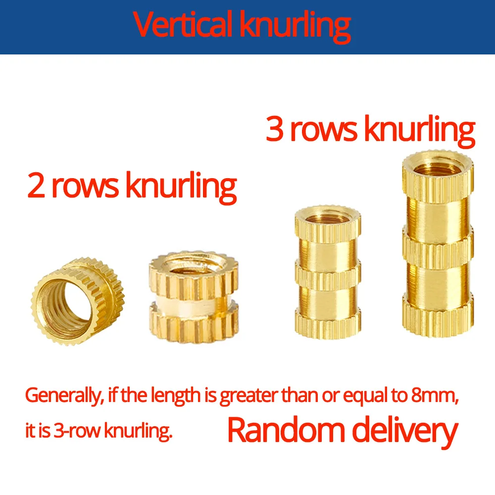 20PCS 1/4 Heat Set Insert Inch Size Threaded Brass Nut Knurled Hot Melt Molding Injection Embedded Copper Nut of 3D Printing
