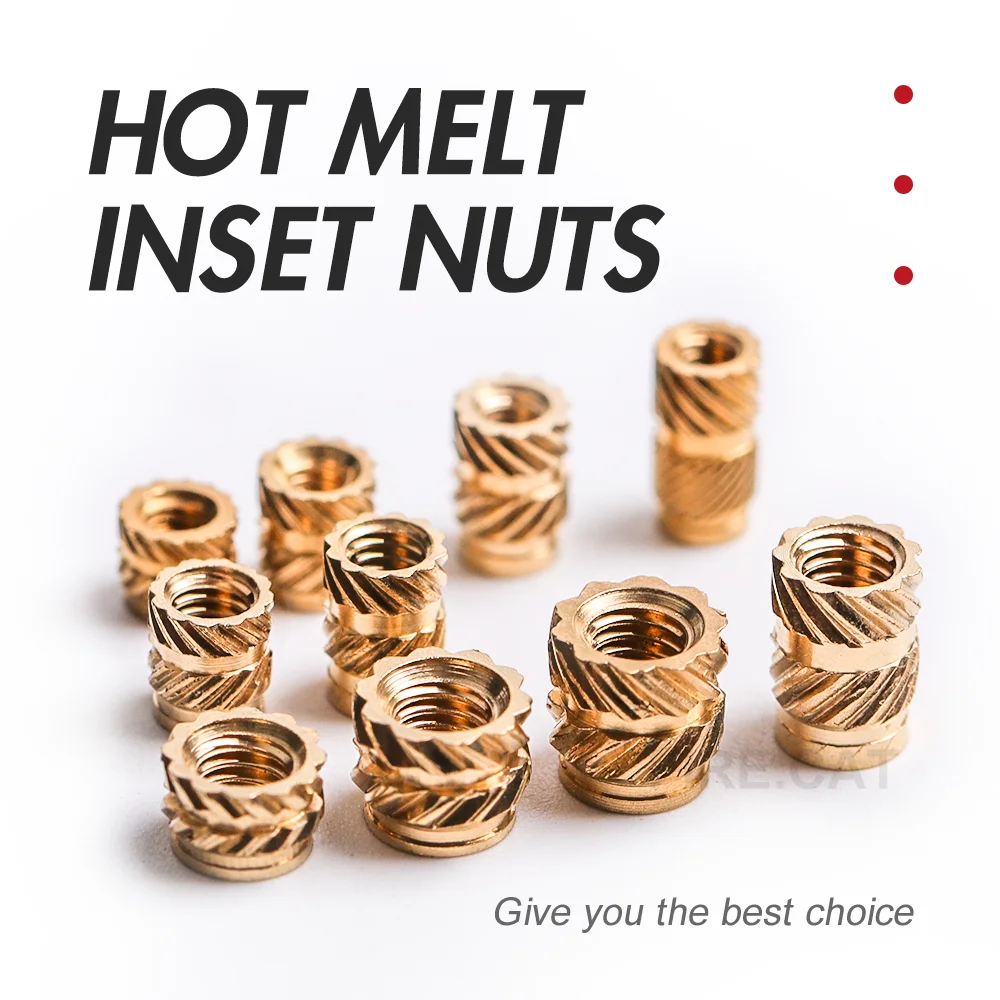 M1 M1.2 M1.4 M2 M2.5 M3 M4 M5 M6 M8 Hot Melt Brass Insert Nut Kit Knurled Thread Injection Metric Insertsnut for Plastic 65-1000