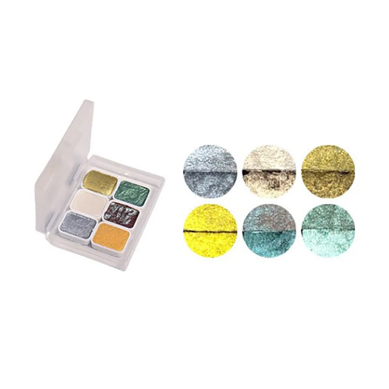 1ml 6-color Pearl Series Manual Solid Watercolor Paint Set Art Nail Painting Decorative Watercolor