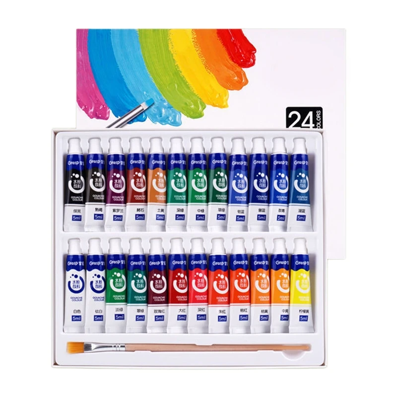 Gouache Paint Set Watercolor Tubes (0.17 oz, 5 ml) Rich Pigments Non Fading Washable Paints for Artist Hobby Painters 1XCE