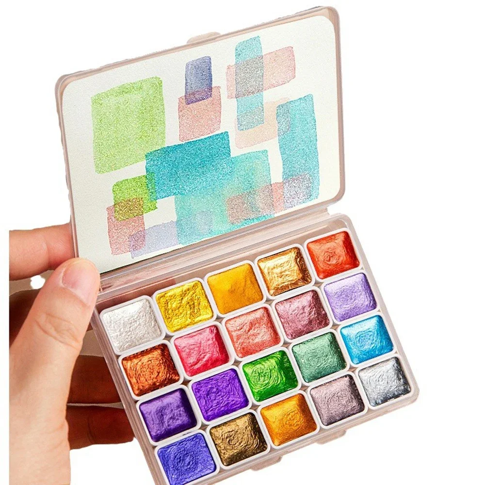 12/20/24/60 Colors Pearlescent Watercolor Pigment Set Portable Solid Watercolor Items Pigment for Painting Art Supplies