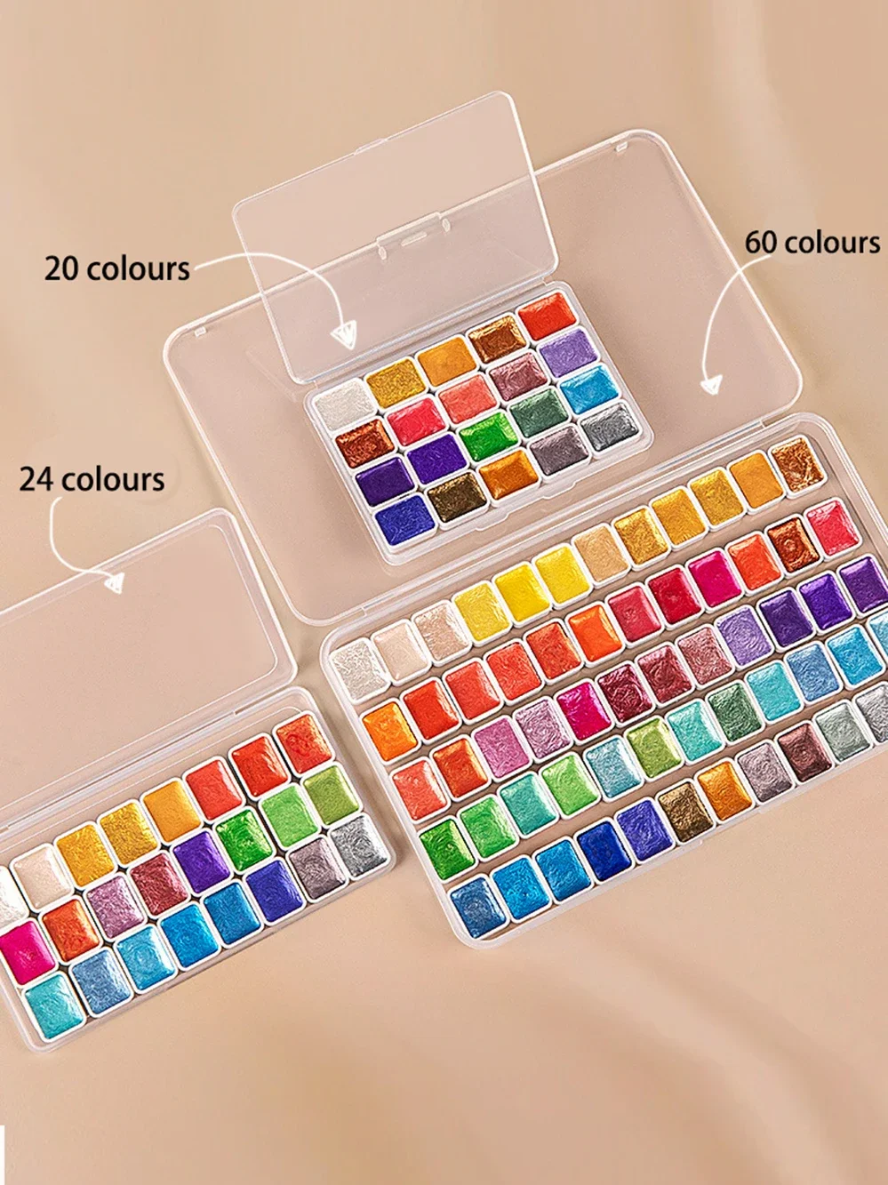 12/20/24/60 Colors Pearlescent Watercolor Pigment Set Portable Solid Watercolor Items Pigment for Painting Art Supplies