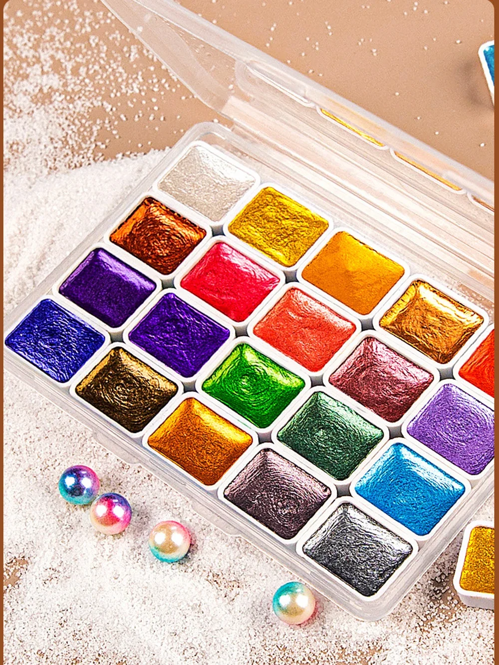 12/20/24/60 Colors Pearlescent Watercolor Pigment Set Portable Solid Watercolor Items Pigment for Painting Art Supplies