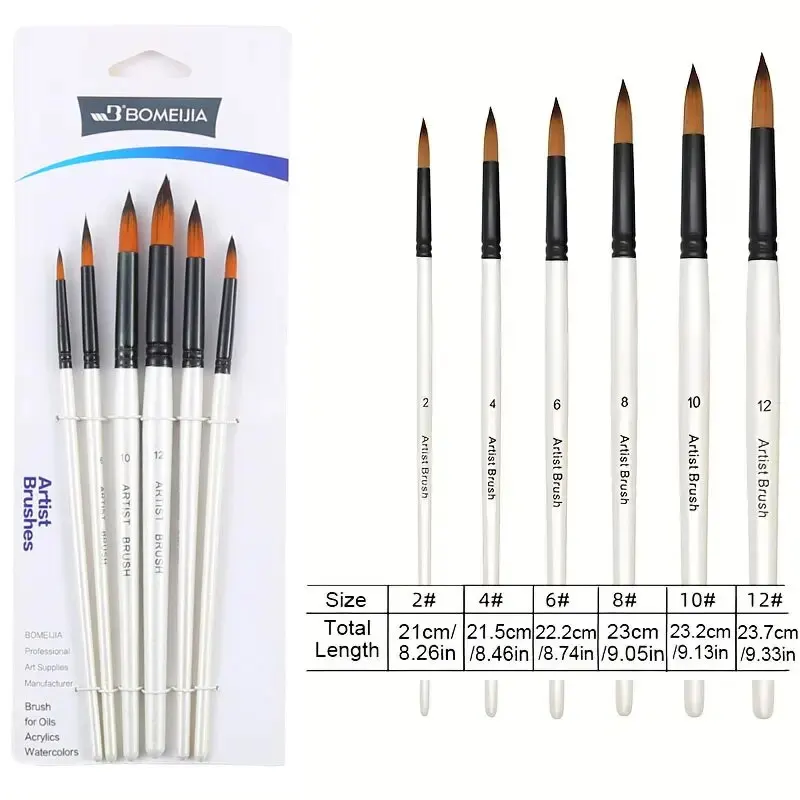 6pcs Artist Paint Brushes Set Artist Paintbrushes For Acrylic Oil Watercolor Acrylic Painting For Body Face Rock Canvas