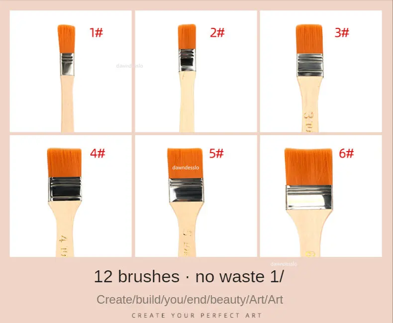 12pcs/set Memory Nylon Paint Brushes Set for Acrylic Oil Drawing Watercolor Wooden Painting Brush Tools Art Supplies