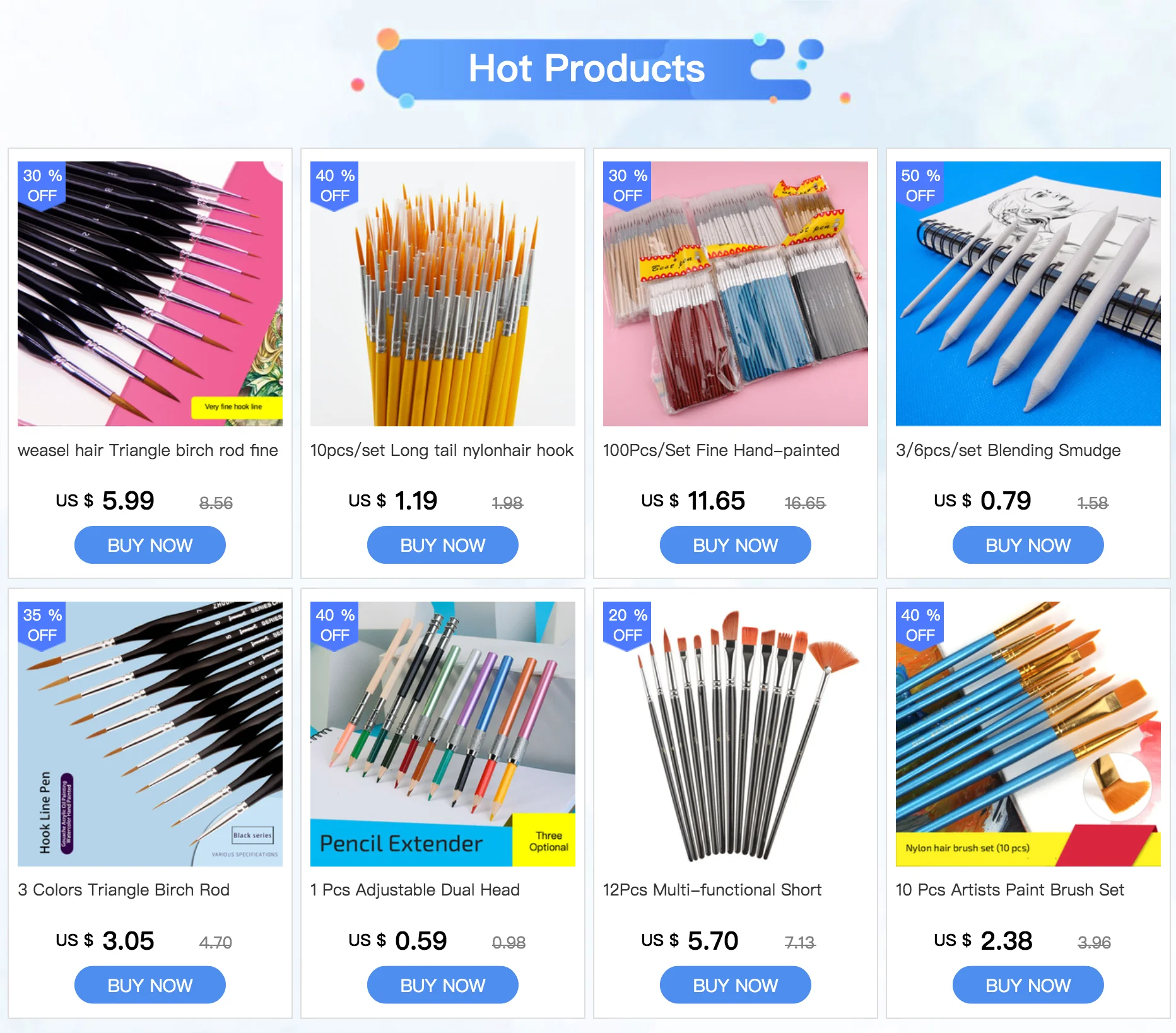 Multi-functional Watercolor Gouache 12 Pcs Short Wood Rod Oil Painting Brush Set Art Tool Beginner Nylon Hair Acrylic Materials