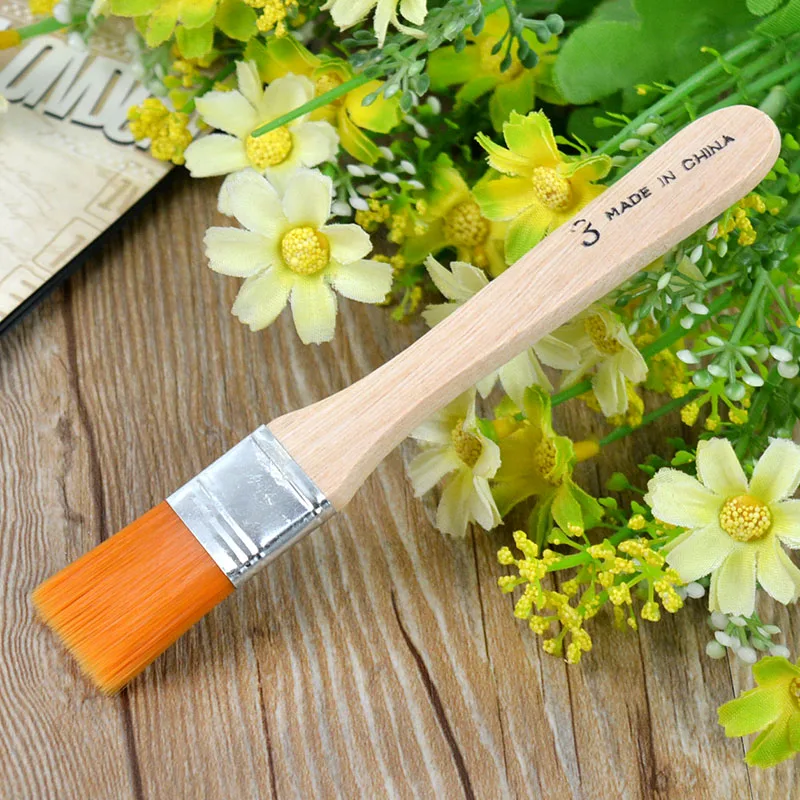 4Pcs Painting Brushes Wooden Handle Nylon Hair Acrylic Oil Painting Brush Kit for Artist Drawing Brush