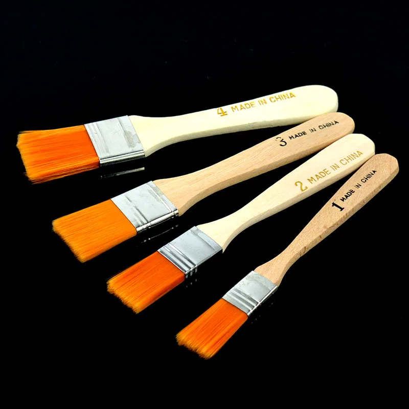 4Pcs Painting Brushes Wooden Handle Nylon Hair Acrylic Oil Painting Brush Kit for Artist Drawing Brush