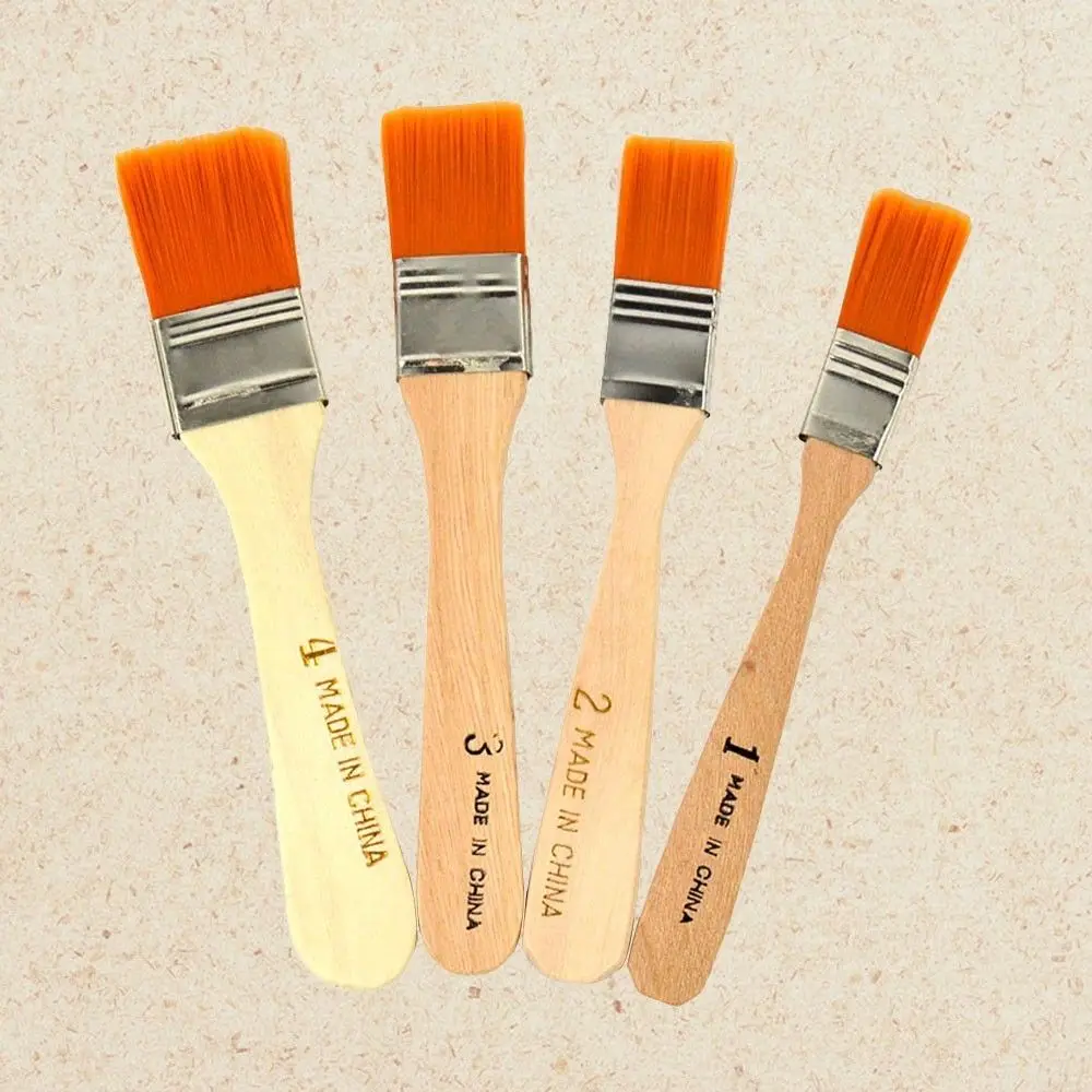 4Pcs Painting Brushes Wooden Handle Nylon Hair Acrylic Oil Painting Brush Kit for Artist Drawing Brush