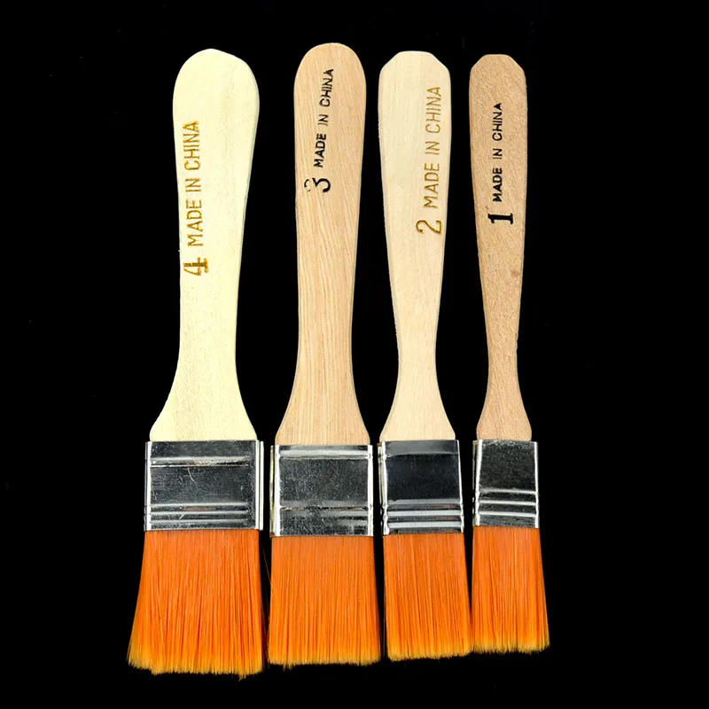 4Pcs Painting Brushes Wooden Handle Nylon Hair Acrylic Oil Painting Brush Kit for Artist Drawing Brush