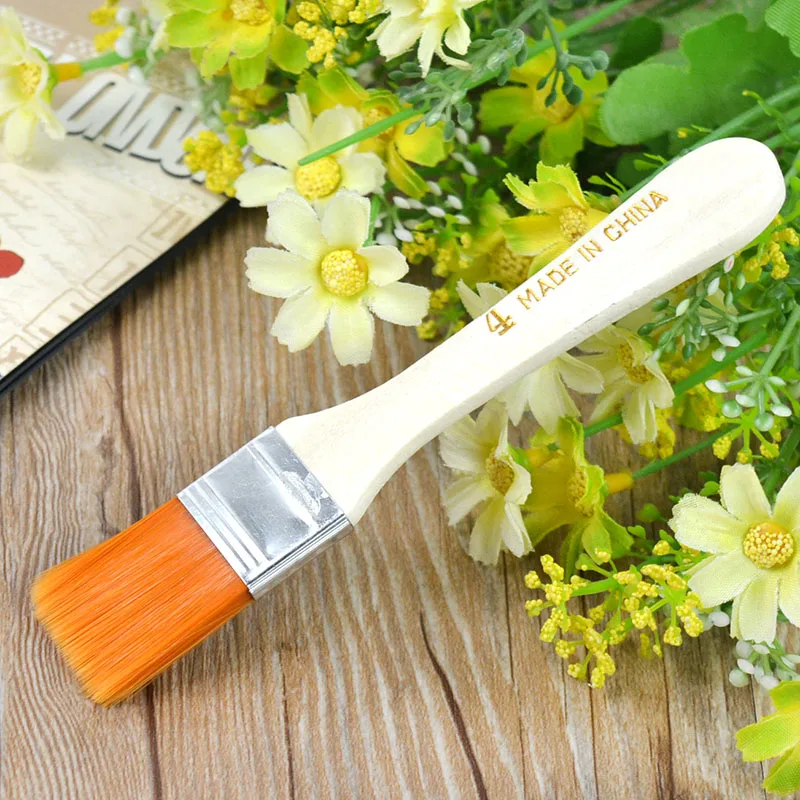 4Pcs Painting Brushes Wooden Handle Nylon Hair Acrylic Oil Painting Brush Kit for Artist Drawing Brush