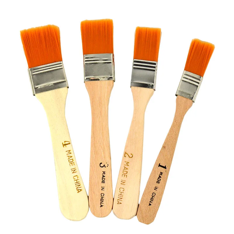 4Pcs Painting Brushes Wooden Handle Nylon Hair Acrylic Oil Painting Brush Kit for Artist Drawing Brush