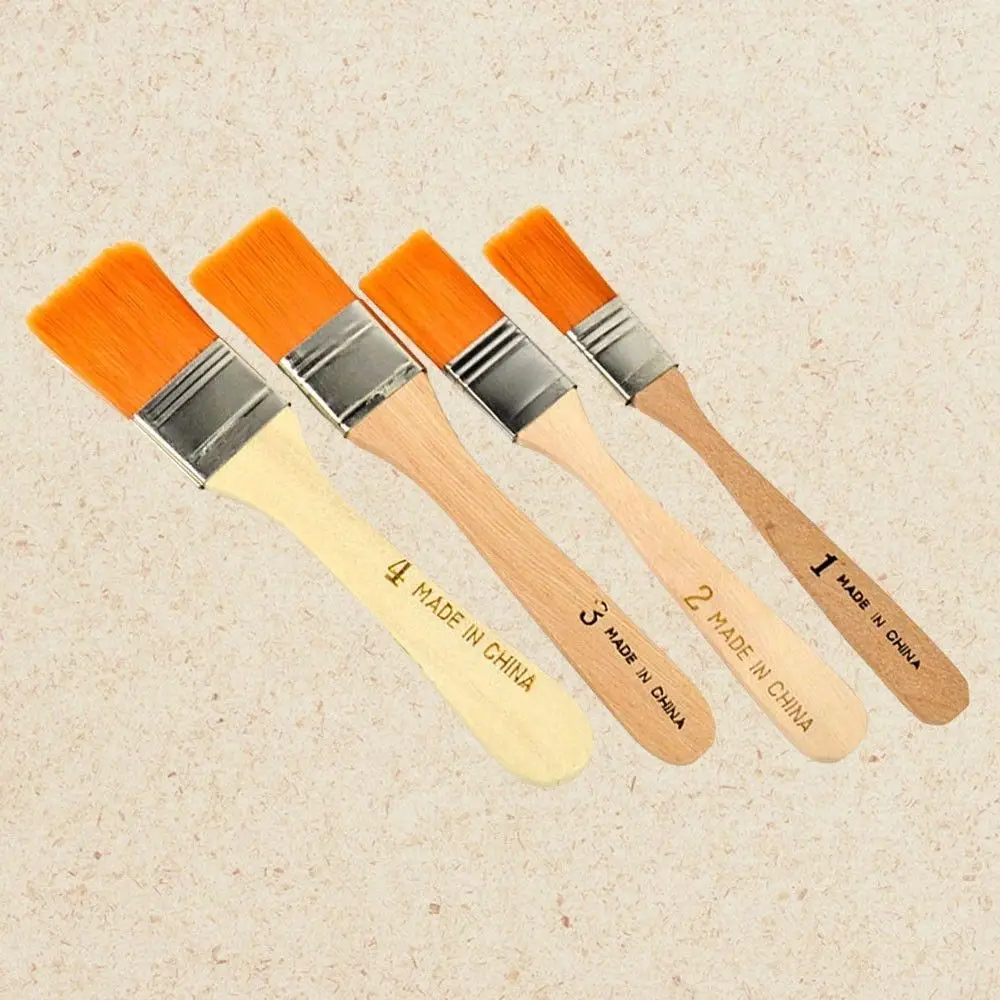 4Pcs Painting Brushes Wooden Handle Nylon Hair Acrylic Oil Painting Brush Kit for Artist Drawing Brush