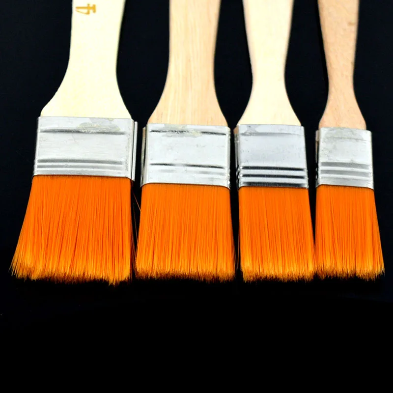 4Pcs Painting Brushes Wooden Handle Nylon Hair Acrylic Oil Painting Brush Kit for Artist Drawing Brush