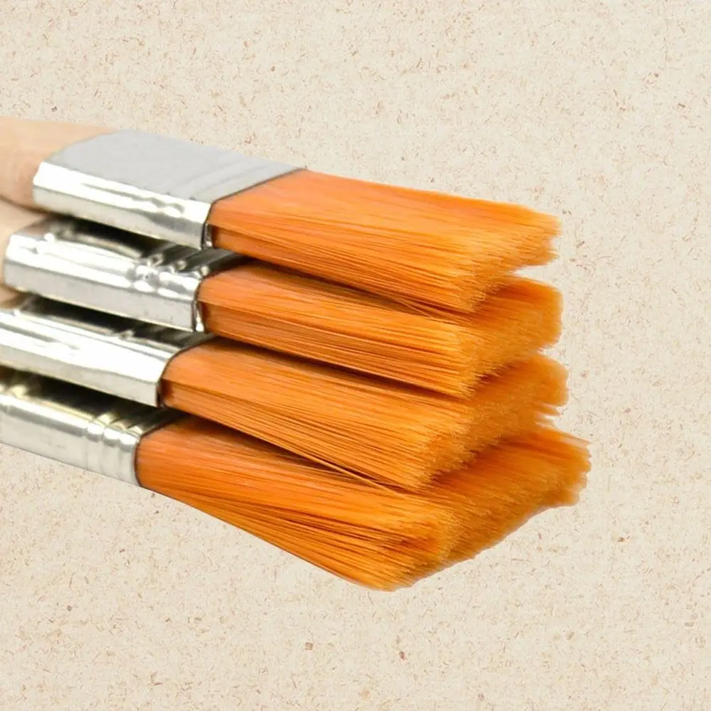 4Pcs Painting Brushes Wooden Handle Nylon Hair Acrylic Oil Painting Brush Kit for Artist Drawing Brush