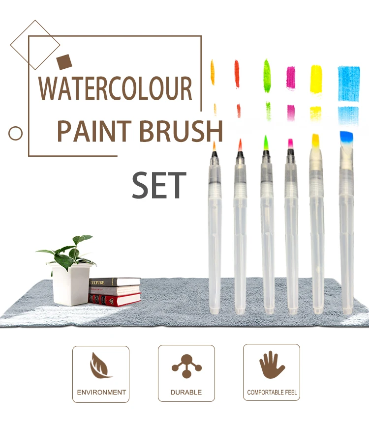 1/3/6Peices Refillable Paint Brush Water Color Brush Soft Watercolor Brush Ink Pen for Painting Calligraph Drawing Art Supplies