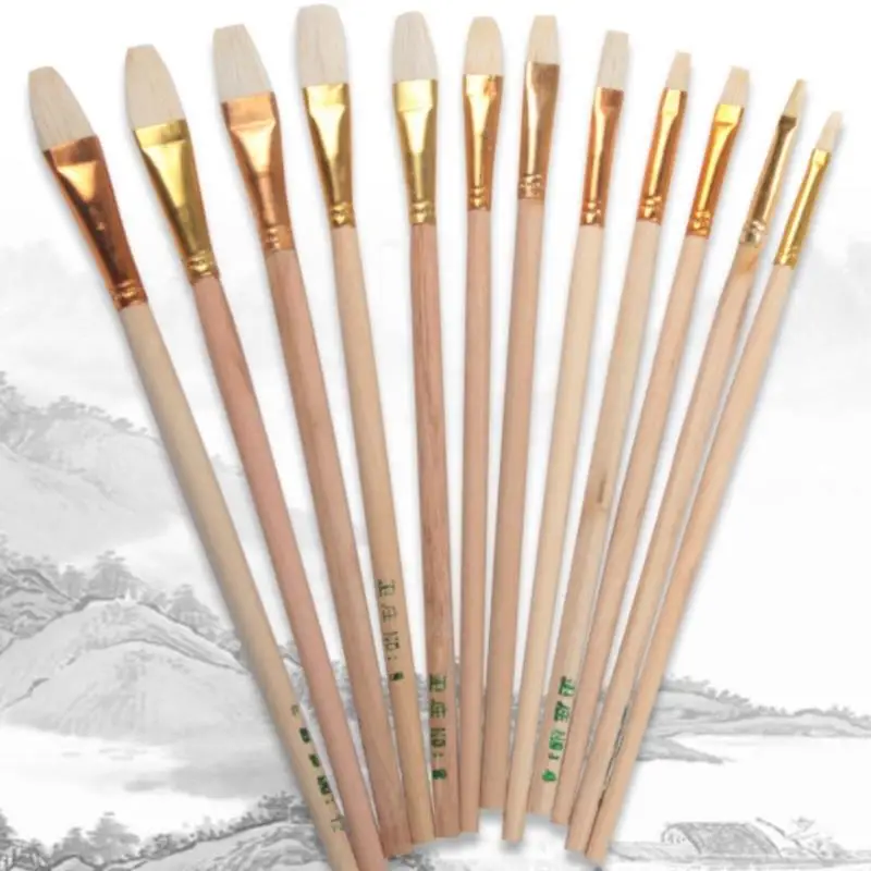 12pcs Art Wool Brush Set For Ceramic Glaze/painting Coloring Watercolor Paint Acrylic Craft DIY Painting Pen Art Supplies