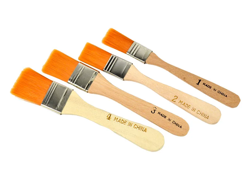 4Pcs Wooden Handle Nylon Hair Acrylic Oil Painting Brush Kit For Artist Drawing