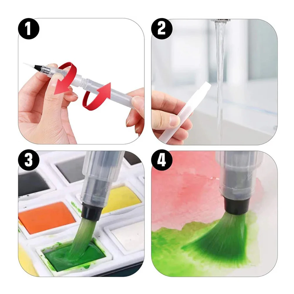 7 Pcs Watercolor Brush Pens Water Brush Pens Refillable Watercolor Brush Pens Water Paint Brushes for Watercolor Painting