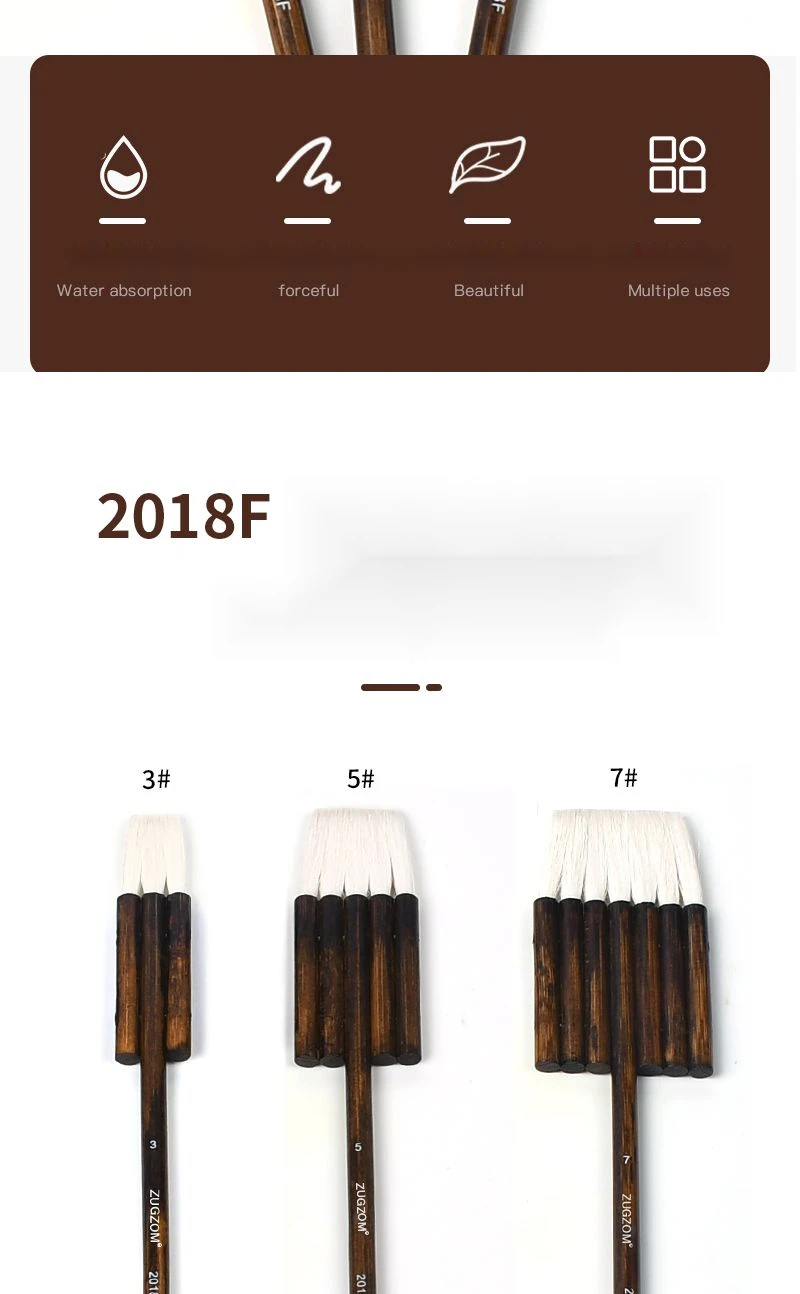 High Quality 1PC 2018F Goat Hair Bamboo Handle Art Supplies Watercolor Artist Brush